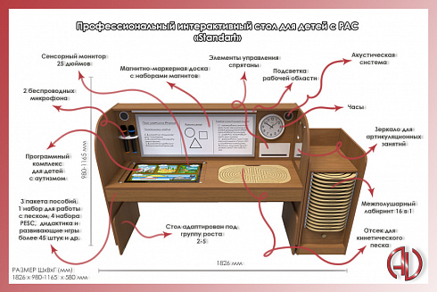 Профессиональный интерактивный стол для детей с РАС «AVKompleks PAC Standart»