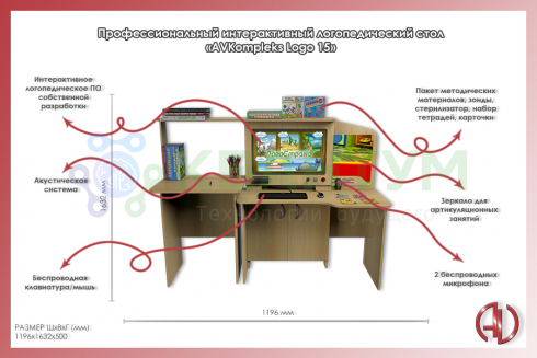 Профессиональный интерактивный логопедический стол «AVKompleks Logo 15»